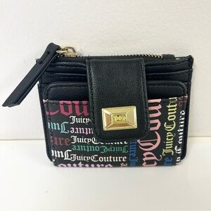 Juicy Couture Block Party Tab Card Case Multi Logo Zip Snap Wallet Y2K Vtg